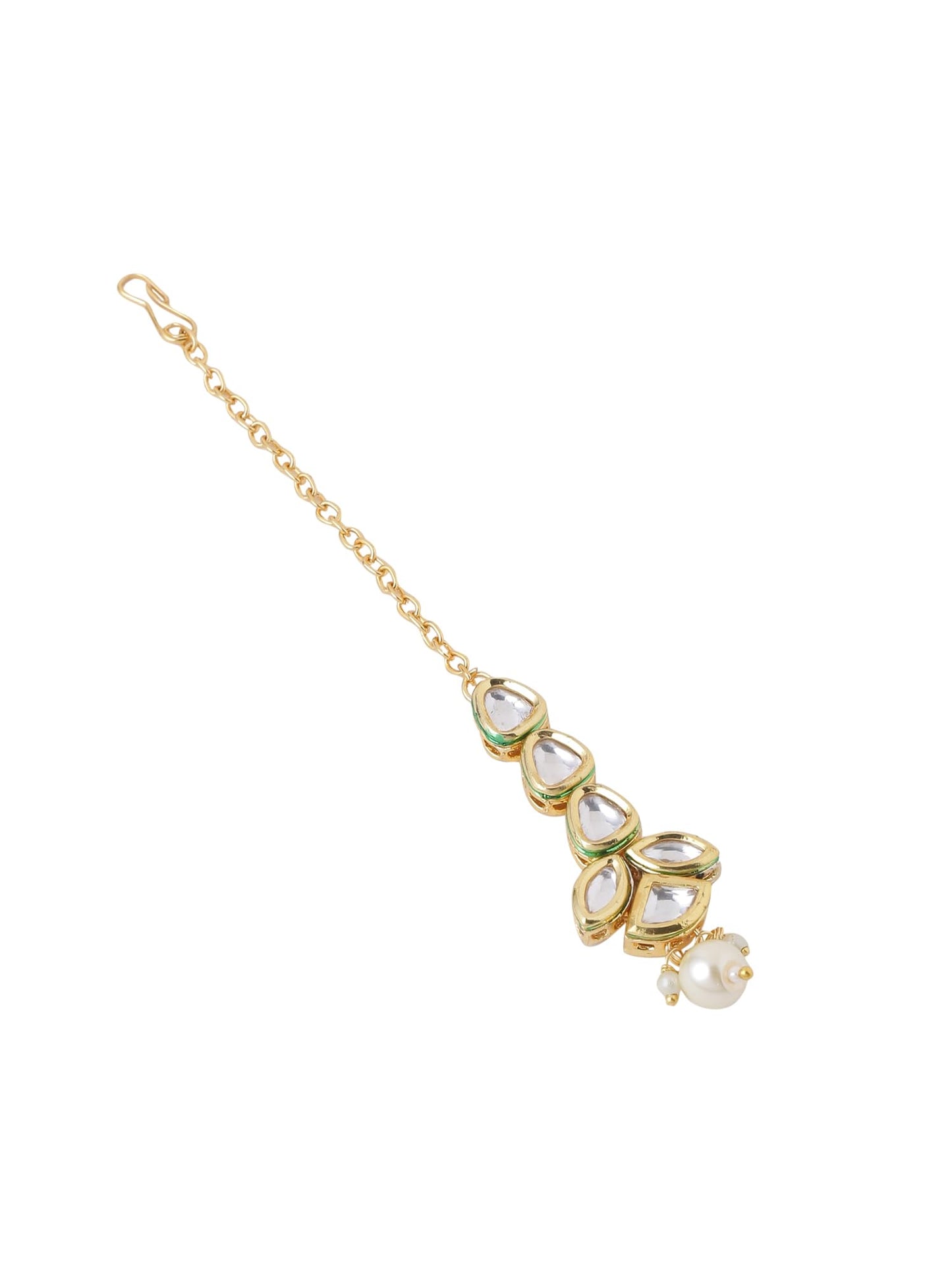 Yellow Chimes Kundan maangtikka - Elegant wedding accessory