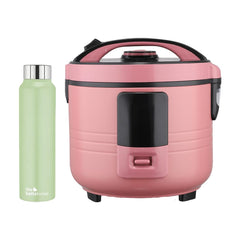 The Better Home FUMATO Cookeasy Automatic 500W Electric Rice Cooker 1.5L Pink & Stainless Steel Water Bottle 1 Litre Green