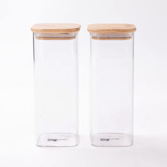 The Better Home Zen Series Borosilicate Glass Jar for Kitchen Storage|Kitchen Container Set and Storage Box|Glass Container with Lid|Air Tight Containers for Kitchen Storage Pack of 2 (1000ml)