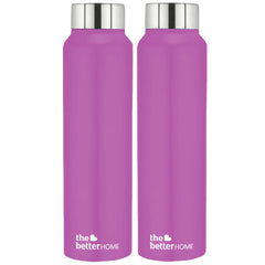 The Better Home Stainless Steel Water Bottle 1 Litre | Leak Proof, Durable & Rust Proof | Non-Toxic & BPA Free Steel Bottles 1+ Litre | Eco Friendly Stainless Steel Water Bottle | Purple (Pack of 2
