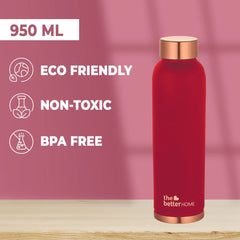 The Better Home 1000 Copper Water Bottle - 900ml | 100% Pure Copper Bottle | BPA Free & Non Toxic Water Bottle with Anti Oxidant Properties of Copper | Maroon (Pack of 1)