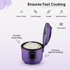 The Better Home FUMATO Slow Rice Cooker 1.5L 500W | 3-in-1 Electric Cooker, Boiler & Steamer | Aluminum Pot, Keep Warm Function, Cool Touch Body, Measuring Cup | 1 Year Warranty (Purple Haze)