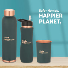 The Better Home 100% Pure Copper Water Bottle 1 Litre | Rust Proof Copper Bottle | BPA Free Water Bottle | Anti Oxidant Properties of Copper (Teal) | Hydrate in Style with Copper-infused Water