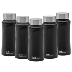 The Better Home Stainless Steel Water Bottle 500ml (Pack of 5) | Water Bottle for Kids and Adults | Rust Proof, Light Weight & Durable 500ml Water Bottle | Black……