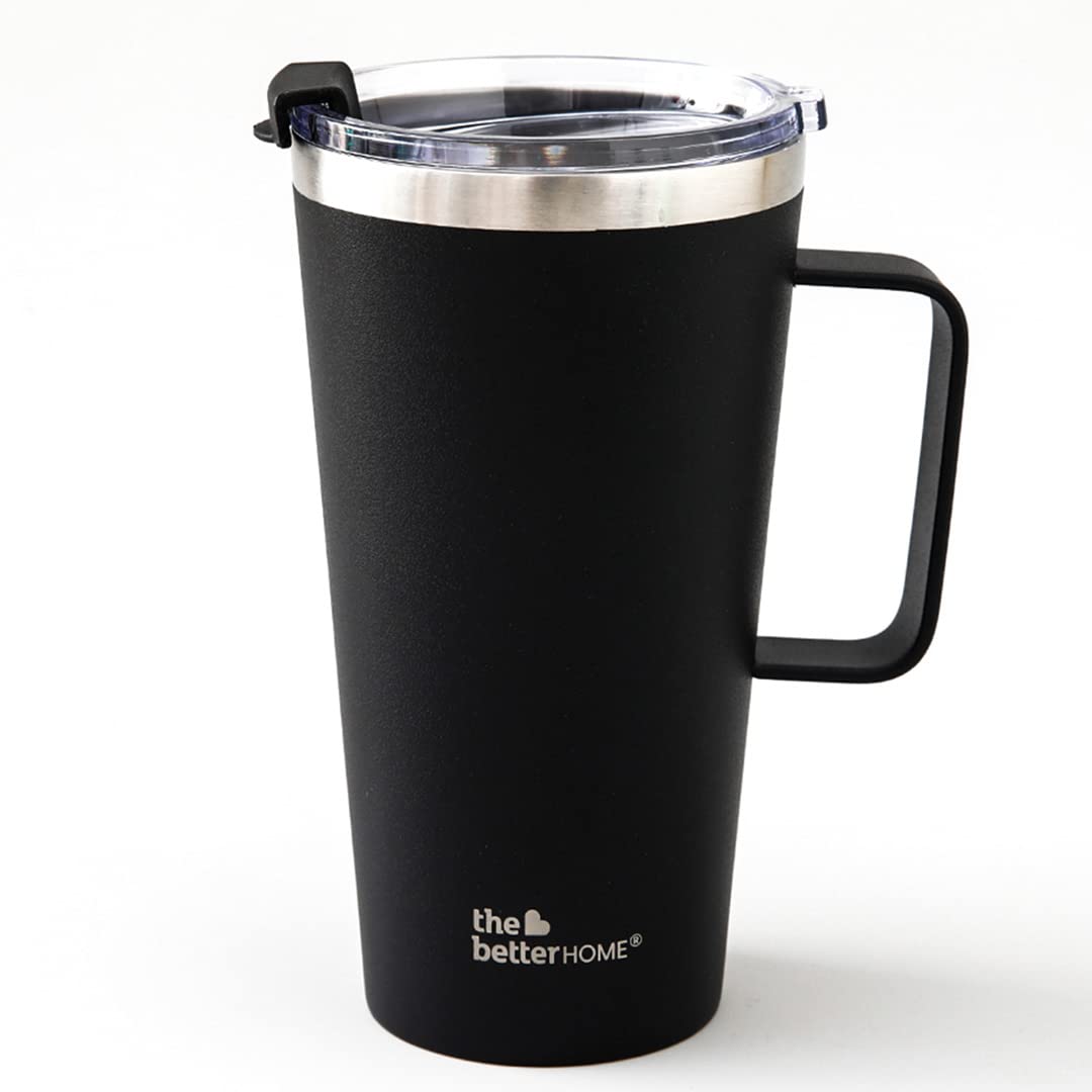 Mug, with Sipper Lid, Tea & Coffee Mug, Black, Stainless Steel