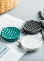 The Better Home Ceramic Soap Holder for Bathroom | Soap Holder for Kitchen Sink | Soap Stand | Bathroom Soap Holder | Bathroom Accessories (Black)-Pack of1