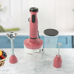 The Better Home FUMATO Electric Hand Blender, Chopper, Frother, Whisker, Processor 600W | 2 Variable Speed Modes, Jar, Stainless Steel Stem & Blades, Splatter Proof | 1 Yr Warranty (Cherry Pink)
