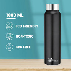 The Better Home Stainless Steel Water Bottle 1 Litre | Leak Proof, Durable & Rust Proof | Non-Toxic & BPA Free Steel Bottles 1+ Litre | Eco Friendly Stainless Steel Water Bottle (Pack of 3)