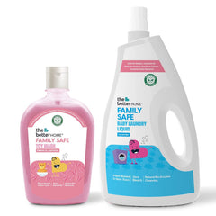 The Better Home Baby Laundry Detergent Liquid 1.8 Litres & Bottle and Toy Cleaning Liquid Combo | Baby Laundry Detergent Liquid For Clothes and Dish Wash |Natural Liquid Detergent and Dishwash Liquid
