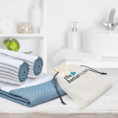 The Better Home 100% Cotton Turkish Bath Towel | Quick Drying Cotton Towel | Light Weight, Soft & Absorbent Turkish Towel (Pack of 1, Blue)