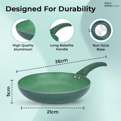 The Better Home Non Stick Frying Fry Pan (18cm) | Saute Pan Gas Cookware | Deep Small Fry Pan | Minimal Oil Cooking | Easy Grip Handle | 3 Layer Non Stick Coating | Non-Toxic & Lightweight
