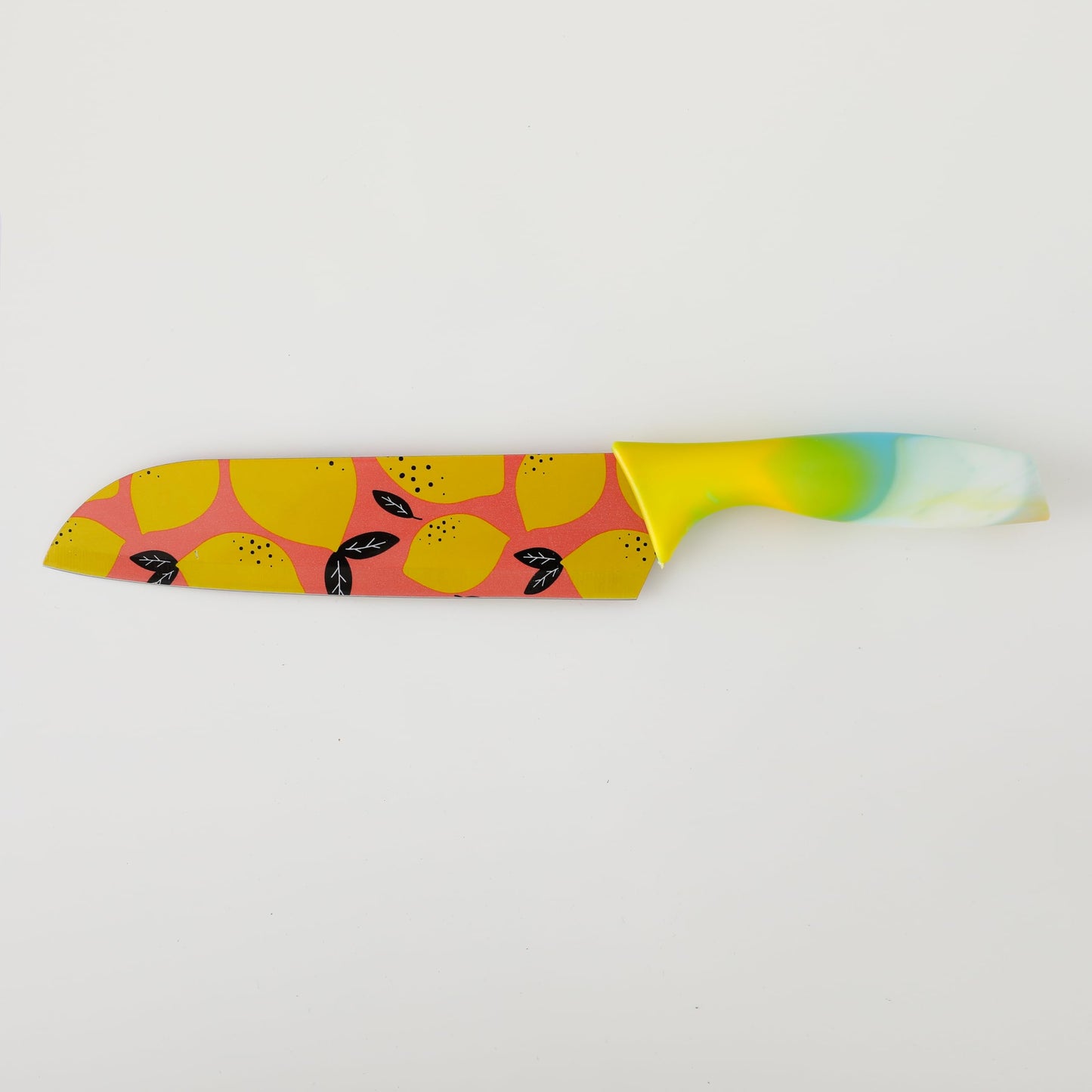 The Better Home Knife Kitchen Knife Chef Knife Color Printing Santoku Knife & Non-Slip Handle with Blade Cover,7 inch, Stainless Steel|Utility Knife. (Yellow Set of 2)