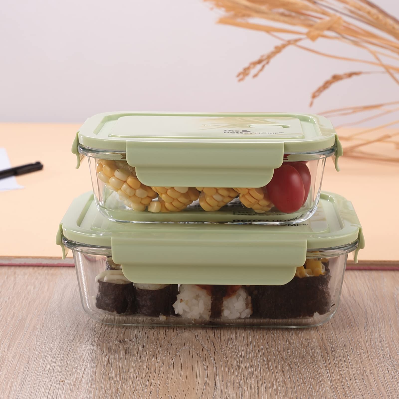 Source Oven and microwave safe hot sell glass storage container glass food  container with bamboo lid food grade non-toxic lunch box on m.