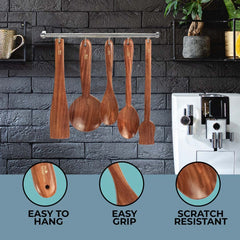 The Better Home Sheesham Wooden Spatula, Ladle and Spoon | for Cooking in Non Stick Pan |100% Natural Wooden ladles and Wooden Spoons | Heat Resistant & Durable (Pack of 4)