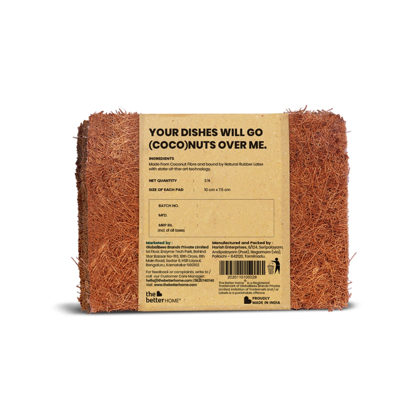 Coconut Scrub Pads | Pack of 3 | Natural Coir-based, Biodegradable