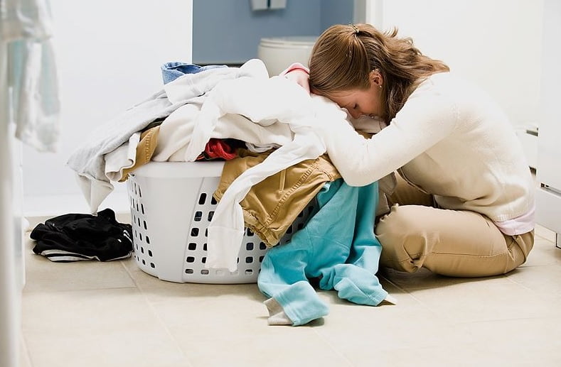 women with washed clothes