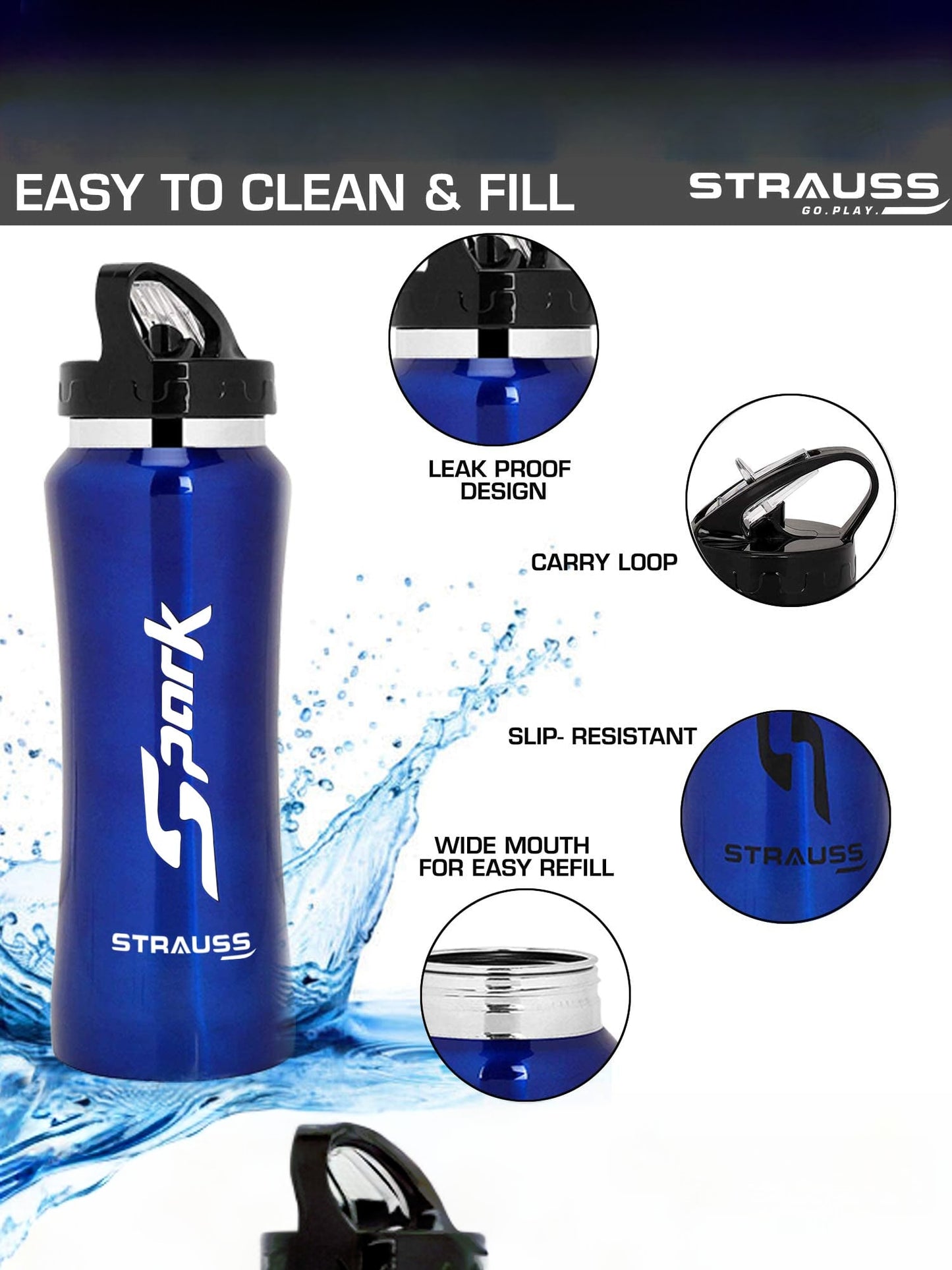 Strauss Spark Bottle - Suitable for Hiking Adventures