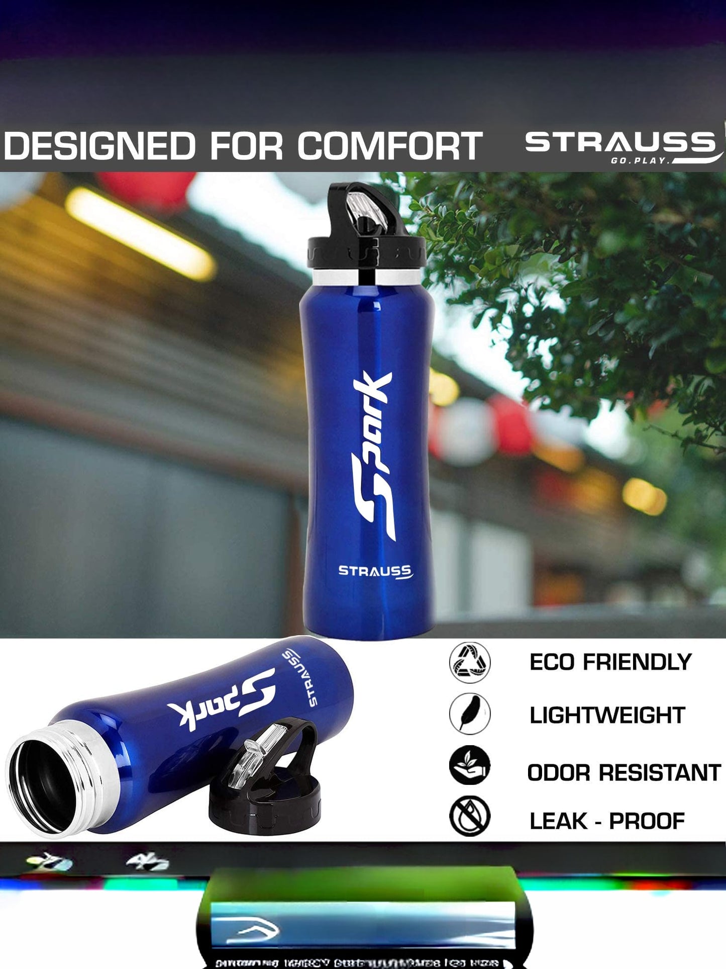 Strauss Spark Metal Finish Blue Bottle - Ideal for Office Use