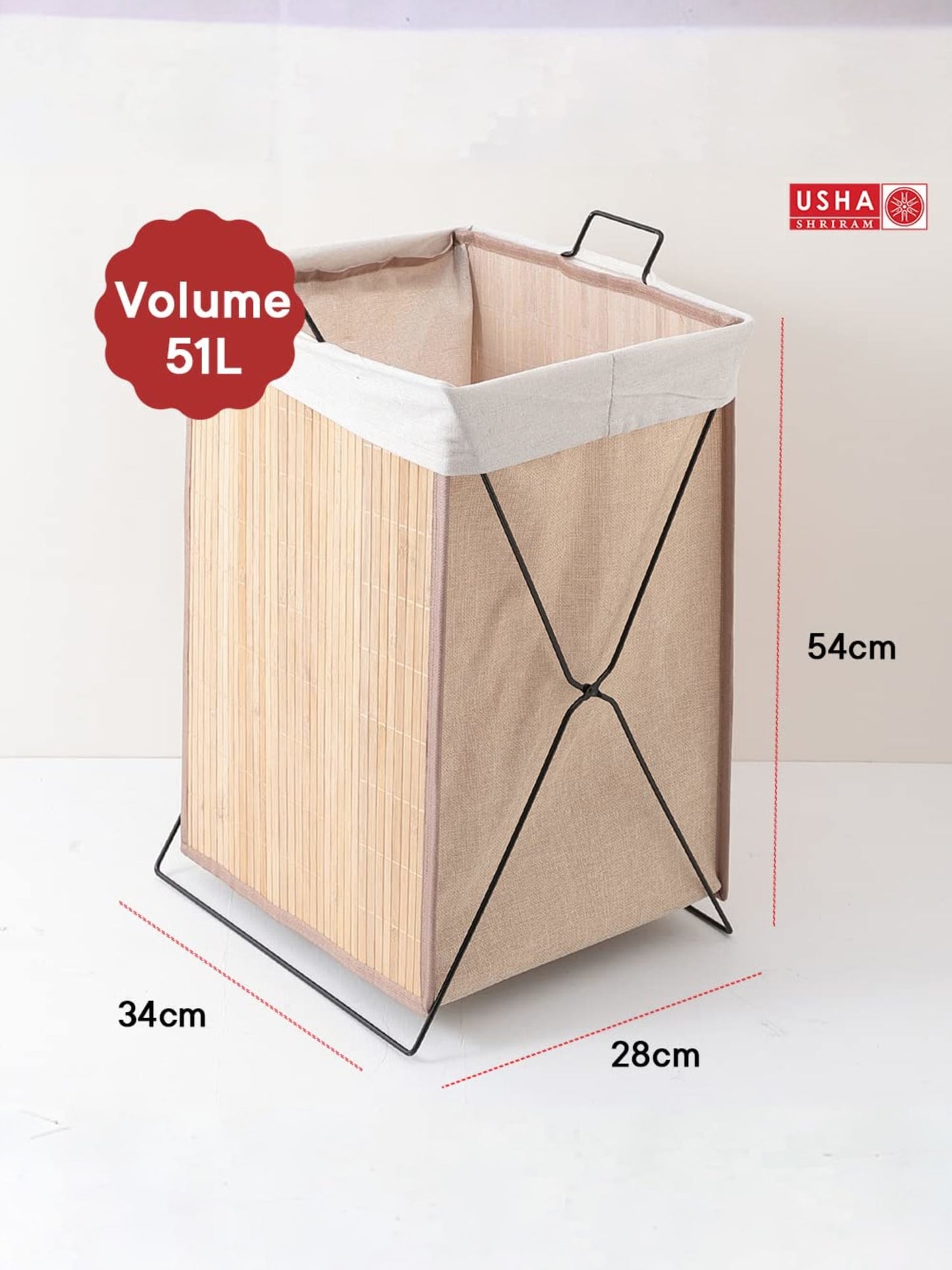 Usha Shriram foldable laundry basket - space-saving design