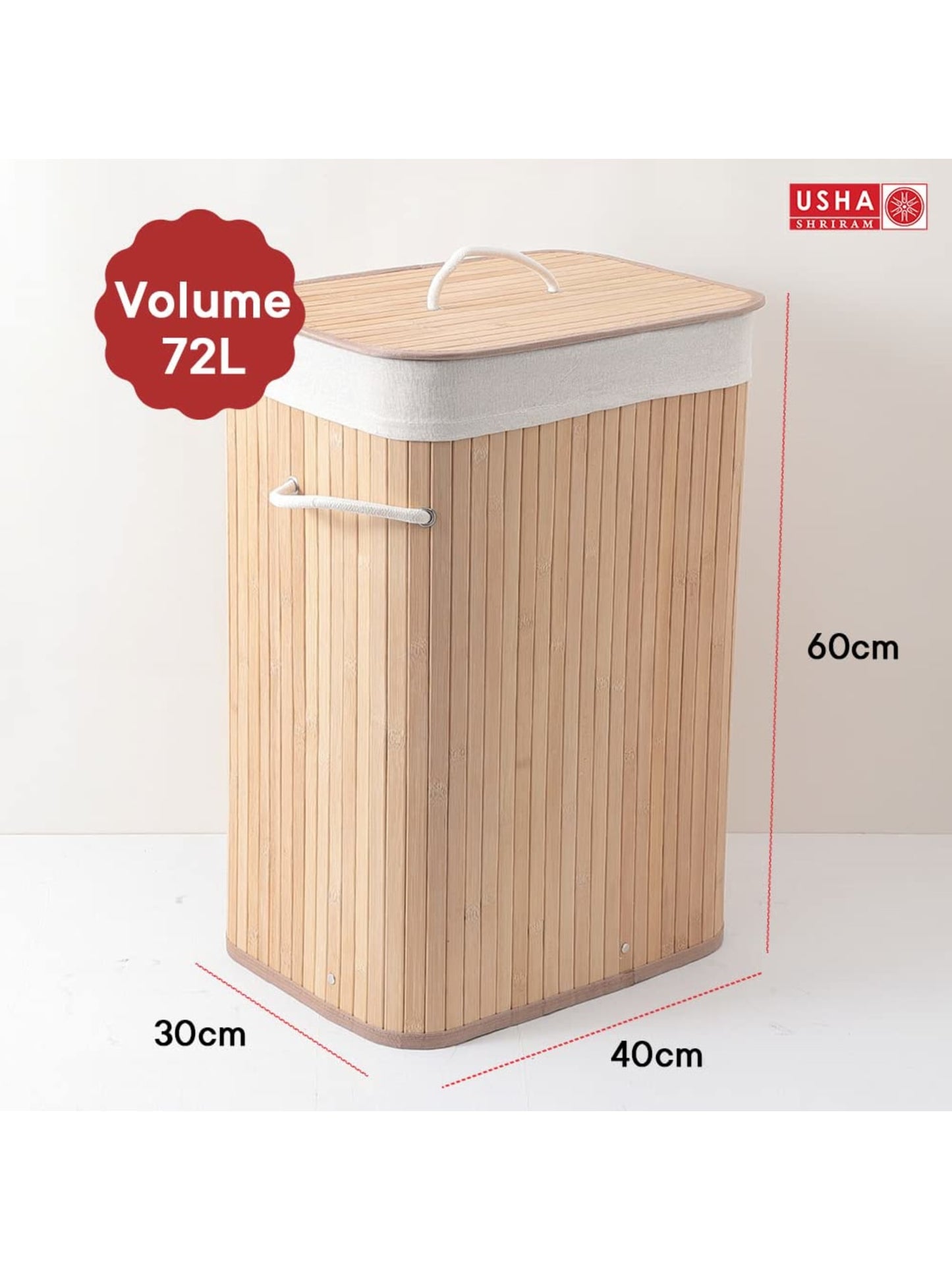 USHA SHRIRAM bamboo laundry basket - bathroom accessory