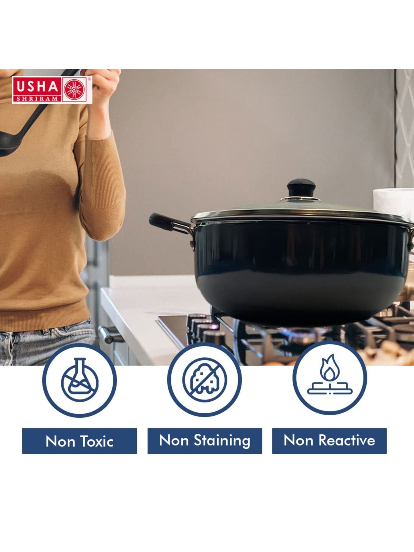 Usha Kadai - Cooking on induction stovetop