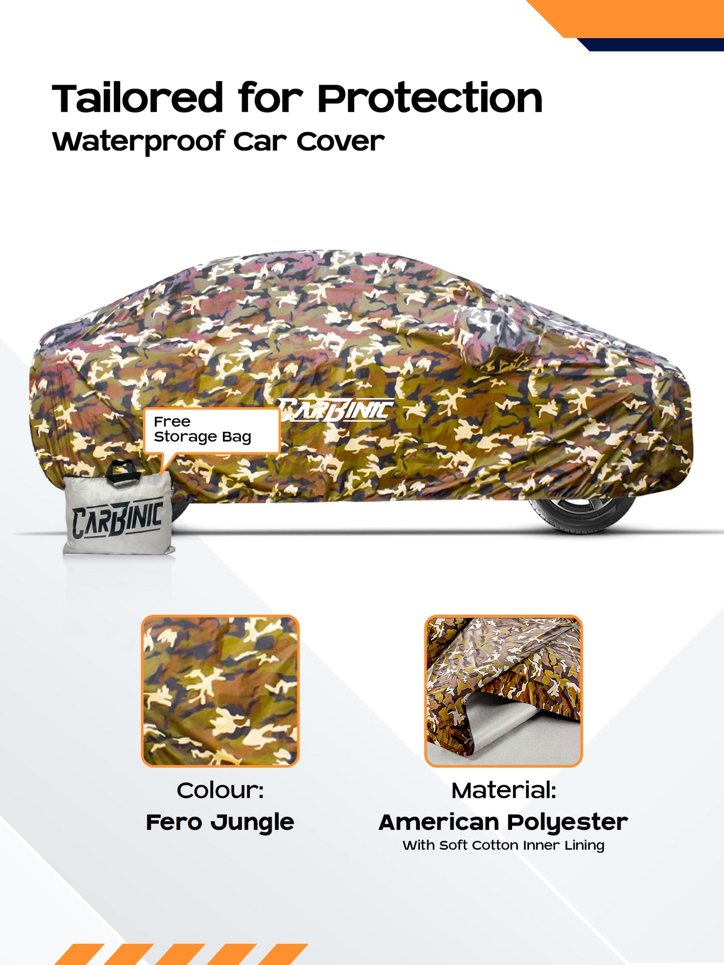 Carbinic jungle colored car cover - stylish and practical