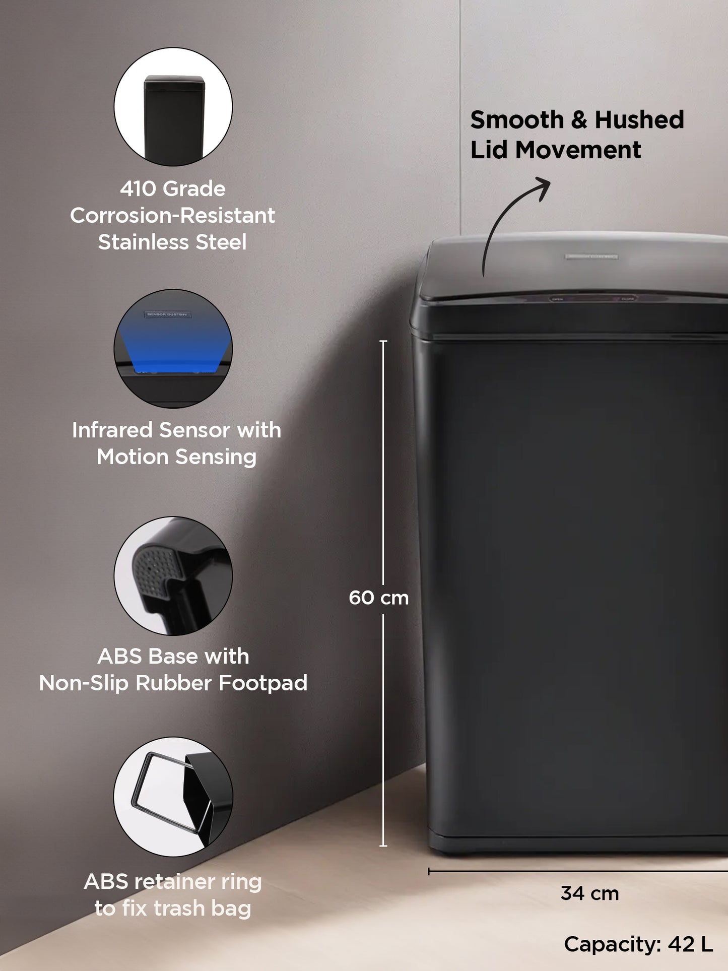UMAI stainless steel bin - office waste disposal