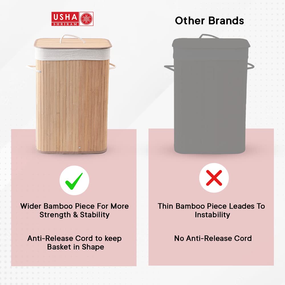 USHA SHRIRAM bamboo laundry basket - stylish storage for home