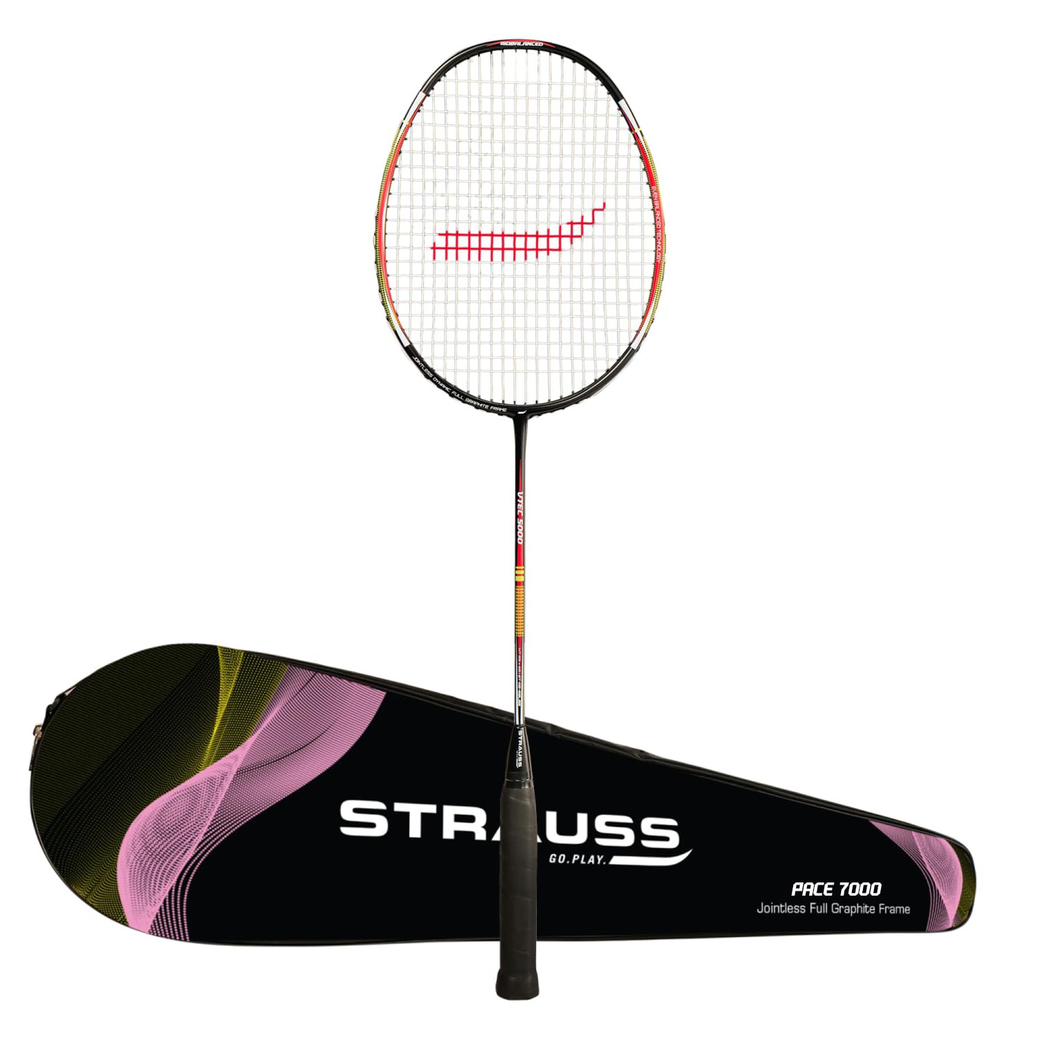 Buy Strauss Pace-7000: Full Graphite Badminton Racquet | 90g | Blue ...