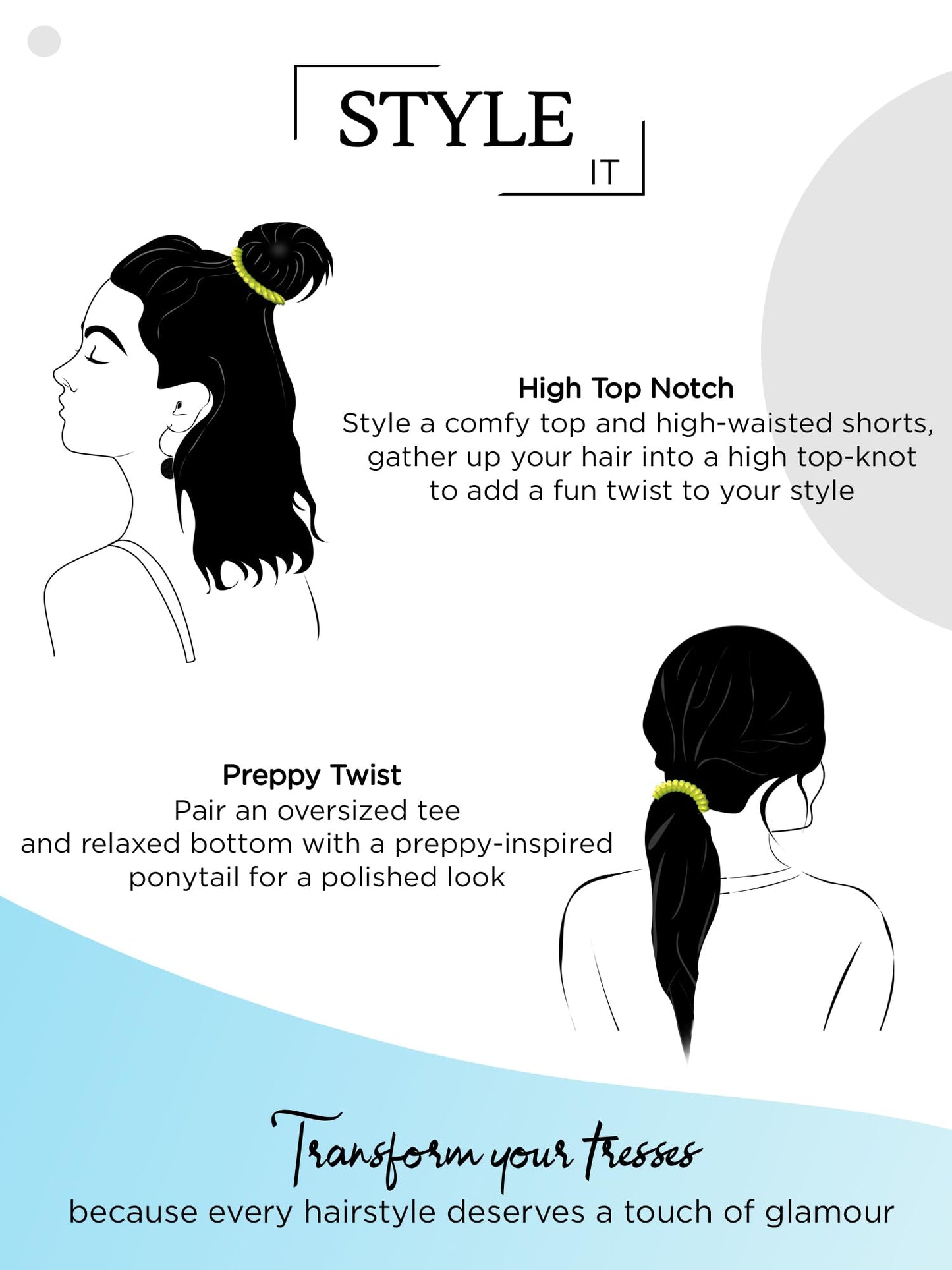 Yellow Chimes spiral hair bands - daily casual hairstyles