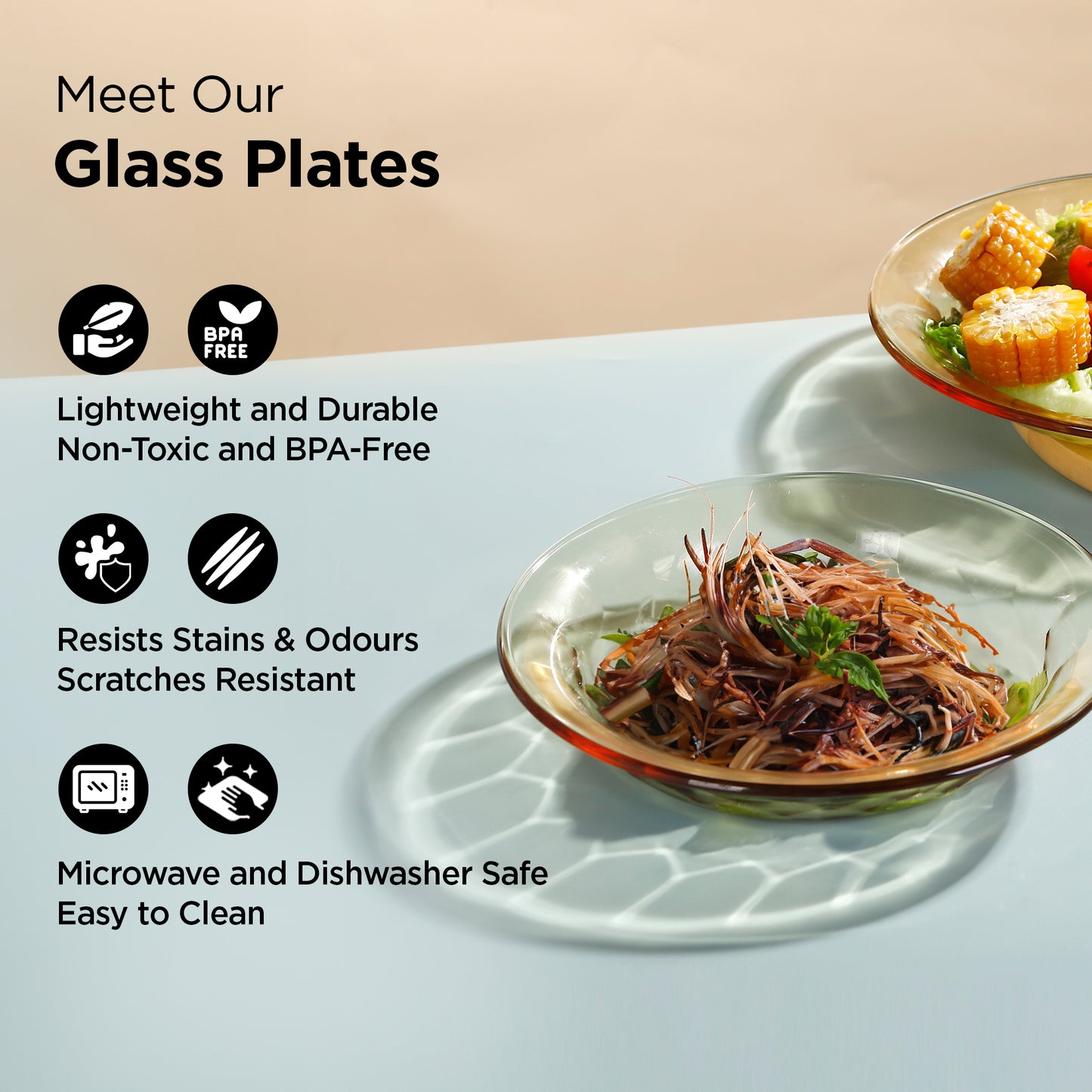 UMAI borosilicate glass dinner plate - family dinner table