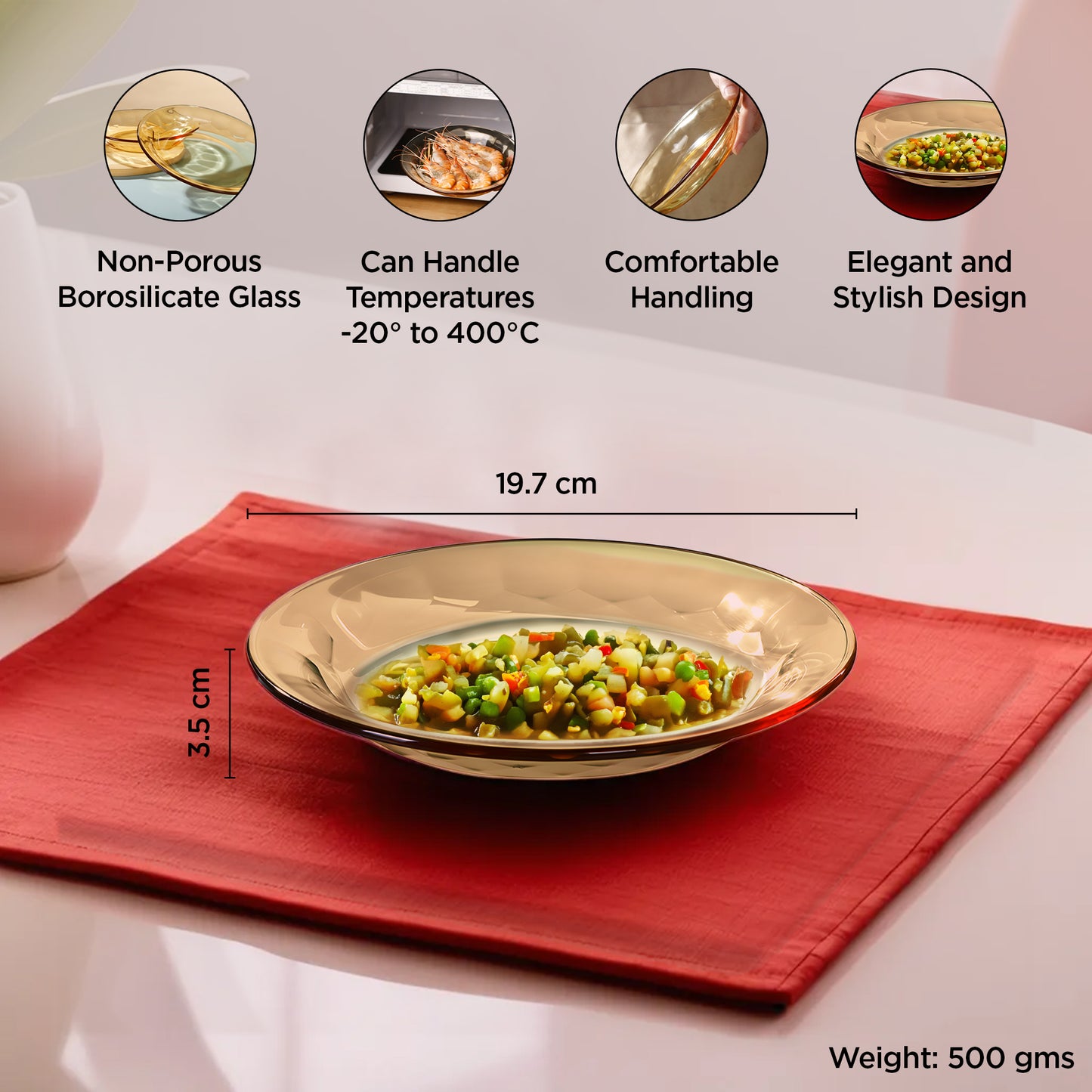 UMAI borosilicate glass dinner plate - modern kitchen essentials