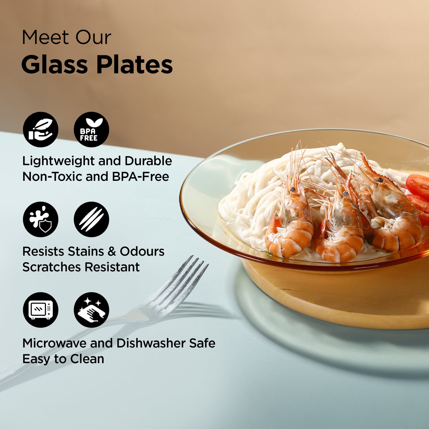 UMAI dinner plates - durable and stackable glass