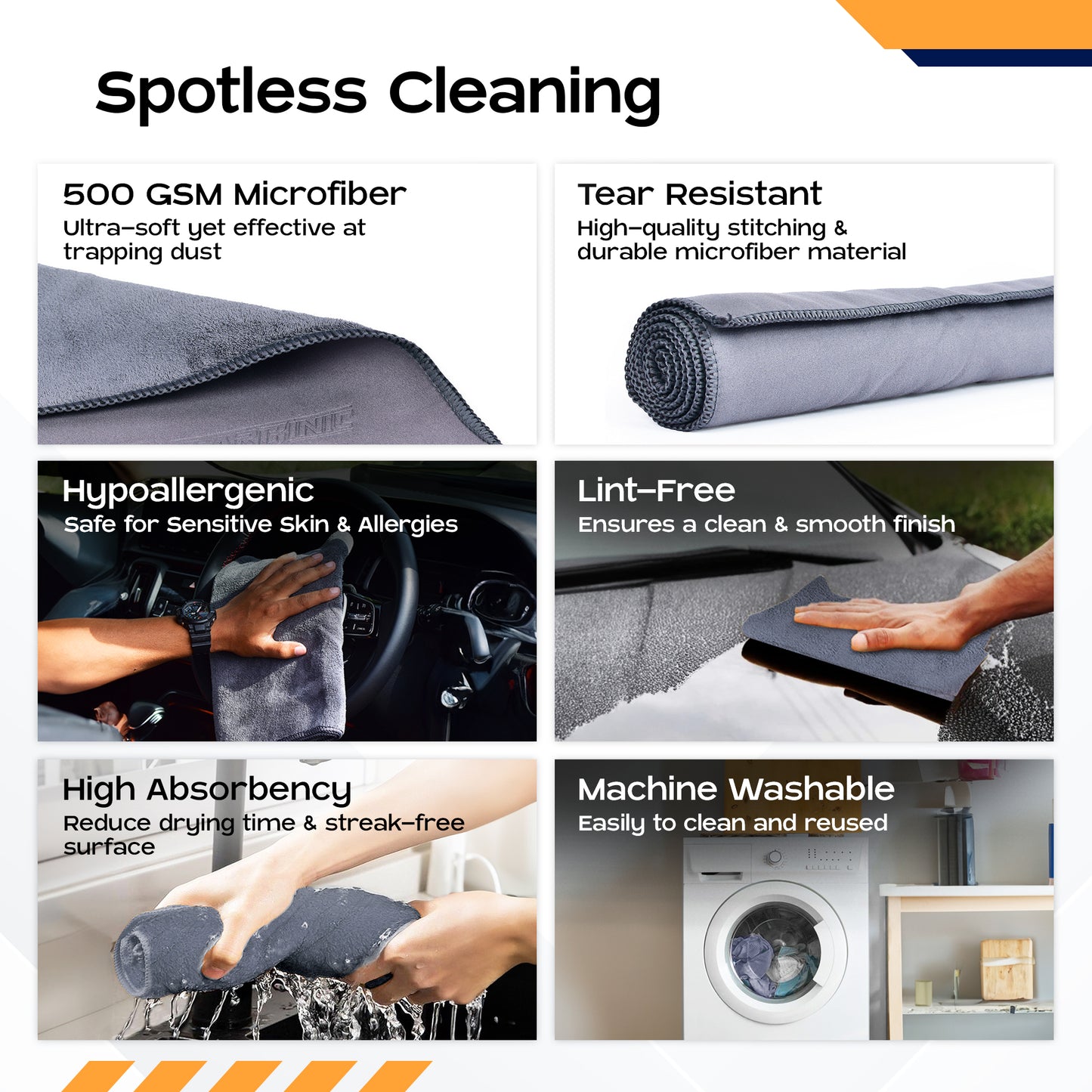 Carbinic Grey Waffle Microfiber Cleaning Cloth - Kitchen Use