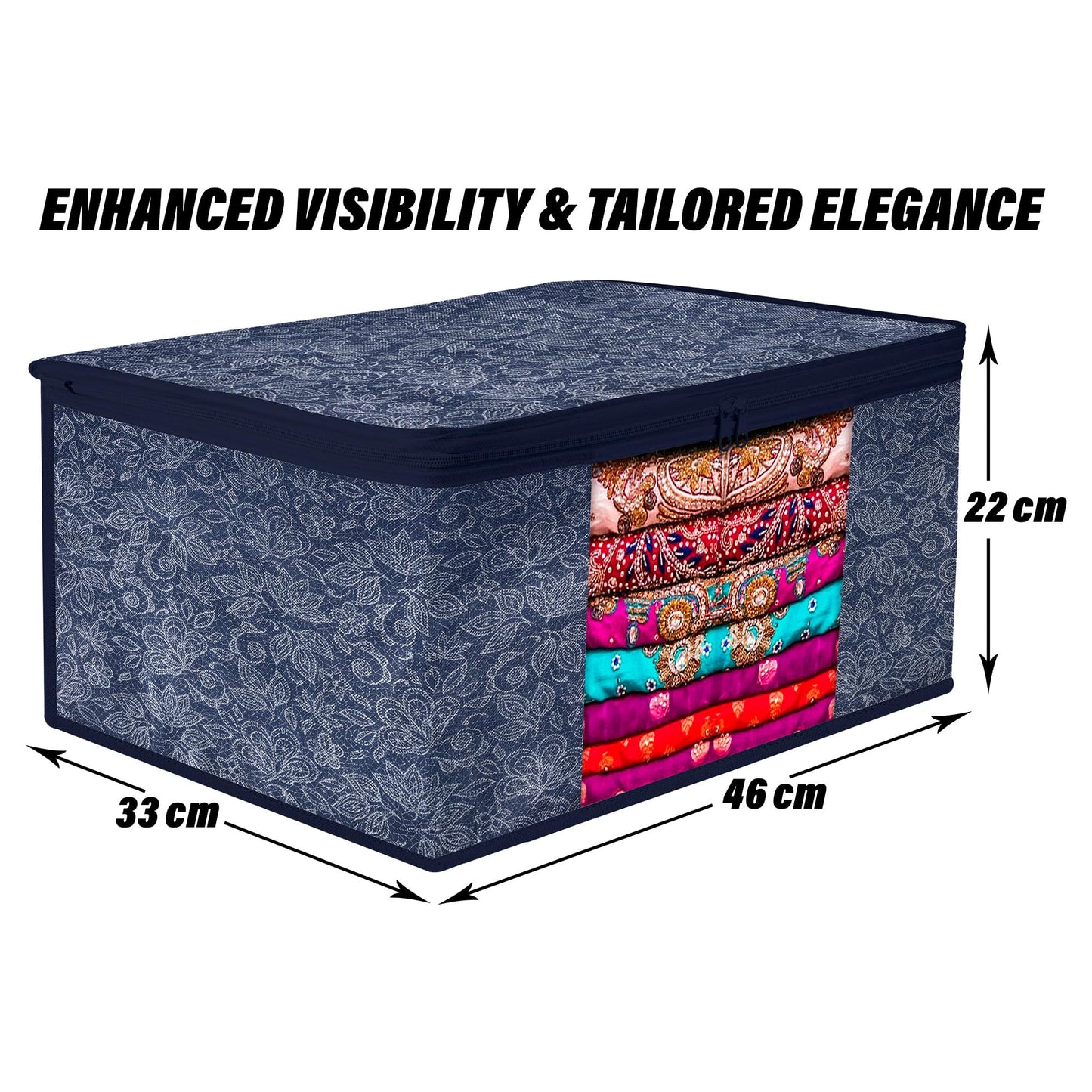 Kuber Industries navy blue saree bag - Seasonal storage