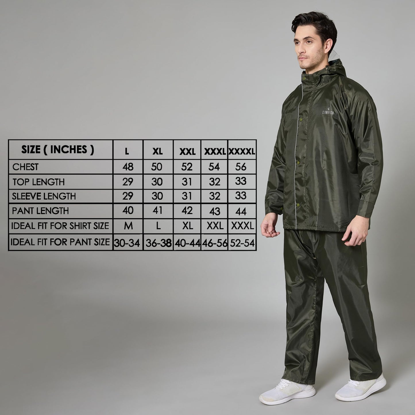 Clownfish raincoat - men biking in the rain