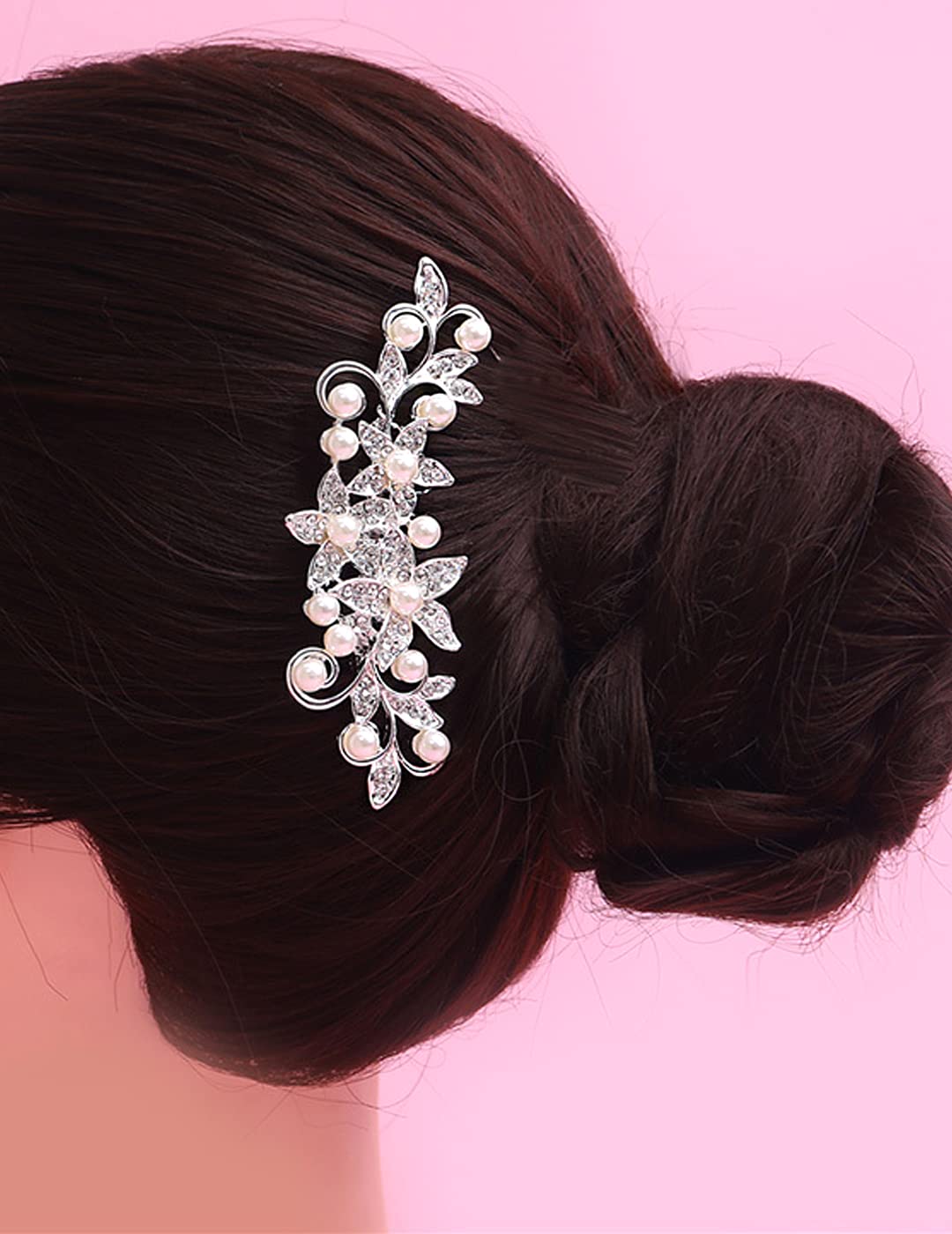 Yellow Chimes floral silver hair clip - stylish party decoration