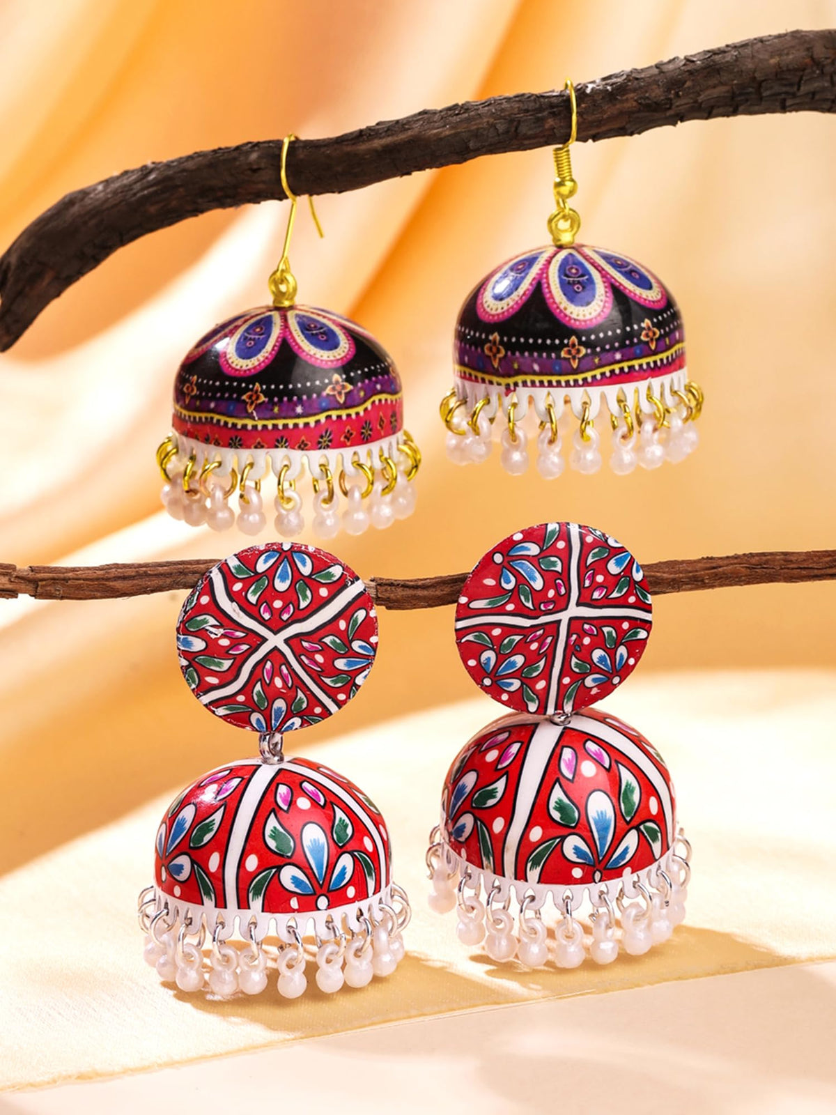 Yellow Chimes Meenakari Jhumka Earrings - Daily Wear