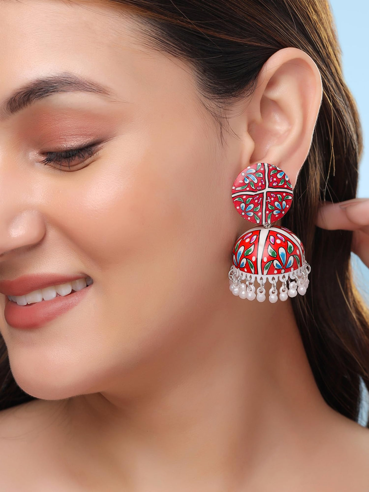 Yellow Chimes Meenakari Jhumka Earrings - Traditional Occasions