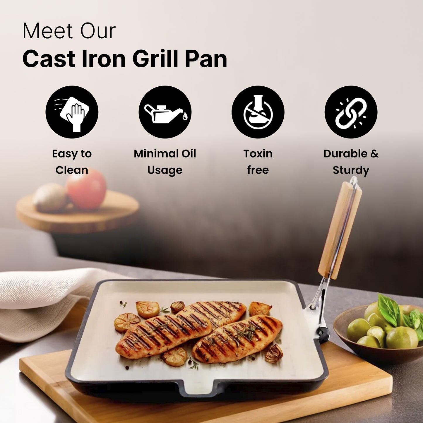 The Better Home cast iron skillet - perfect for searing steaks