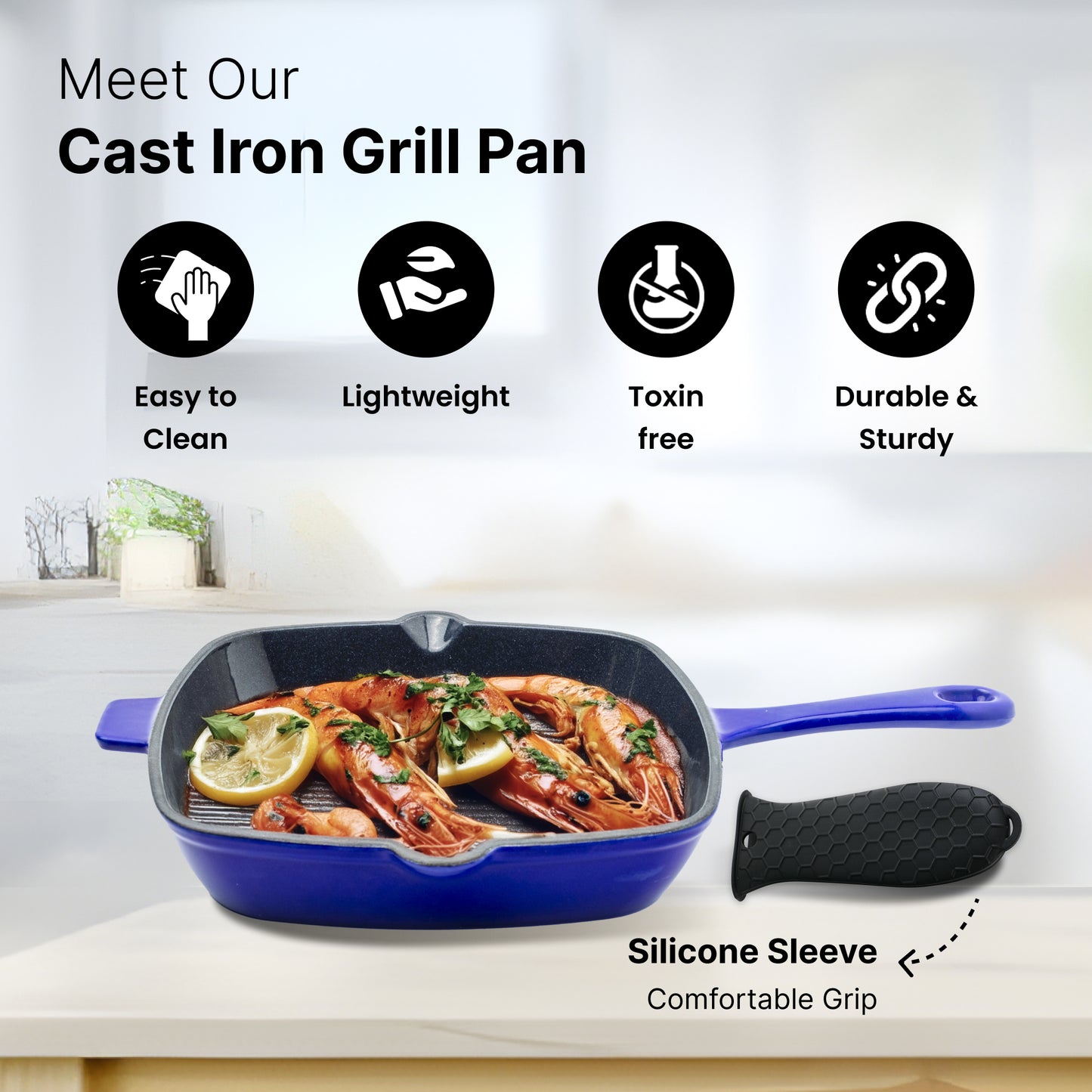 The Better Home cast iron pan with silicon sleeve - Safe cooking experience