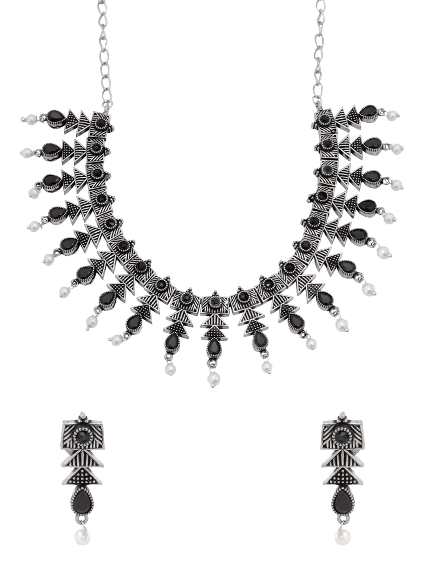 Yellow Chimes oxidised choker necklace - Everyday elegance