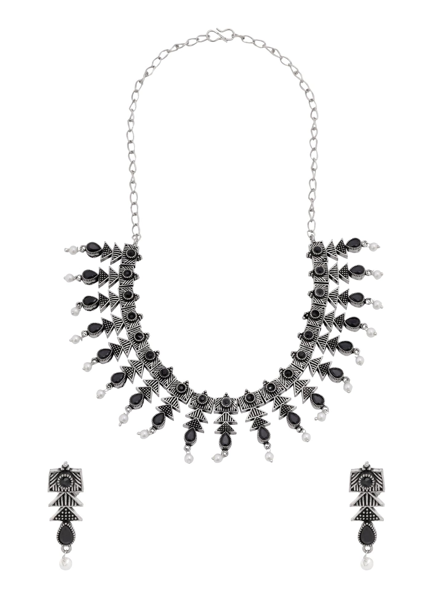 Yellow Chimes oxidised silver jewellery set - Elegant gift idea