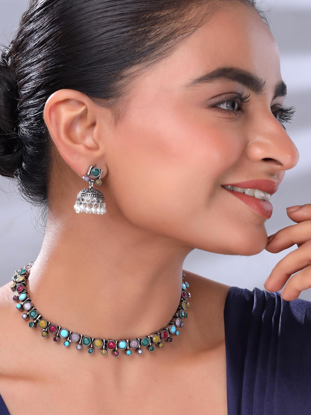 Yellow Chimes Oxidised Jewellery Set - Durable and beautiful