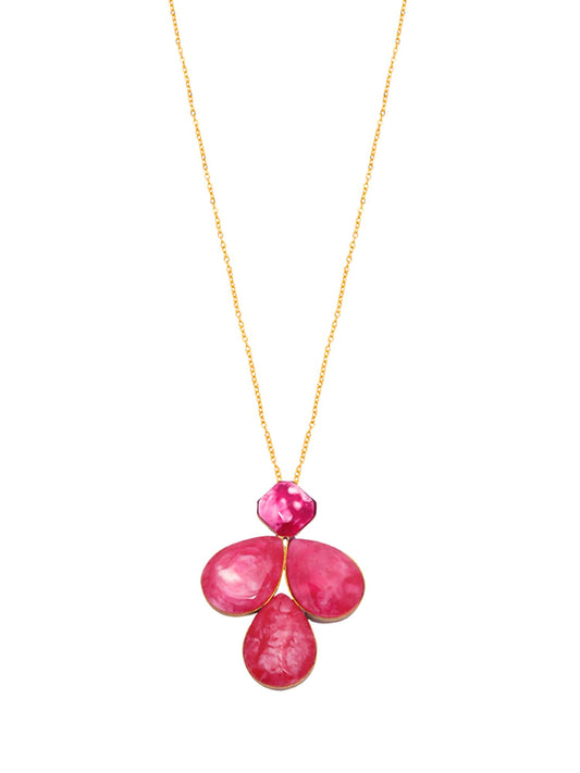 Yellow Chimes pink stone necklace - Stylish anniversary present
