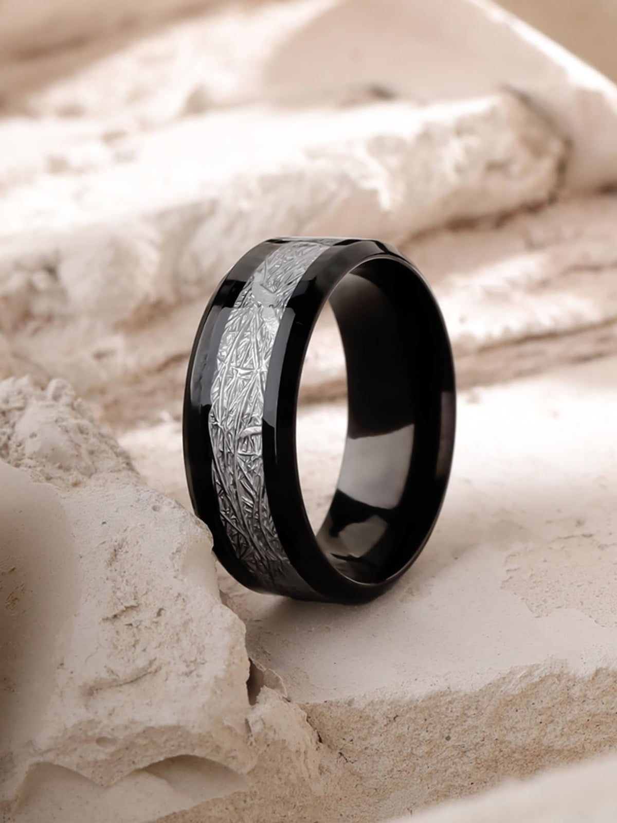 Yellow Chimes men's black band ring - durable and skin-friendly