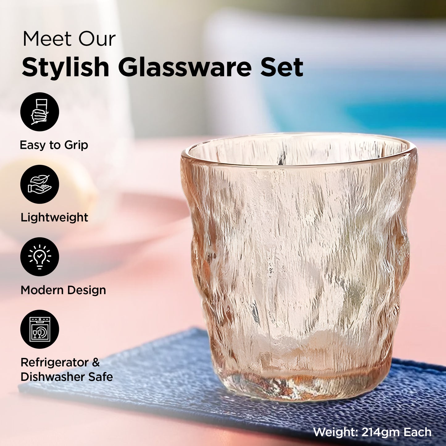 The Better Home UMAI Amber Juice Glass - dishwasher safe