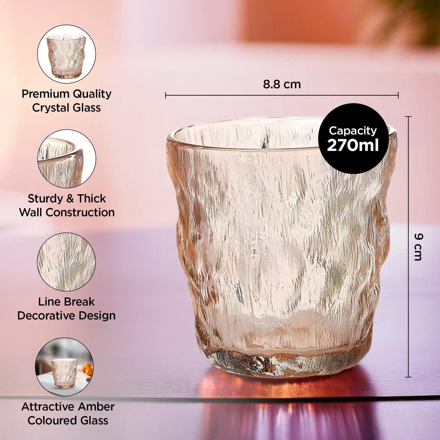 The Better Home UMAI Amber Juice Glass - stylish table decor