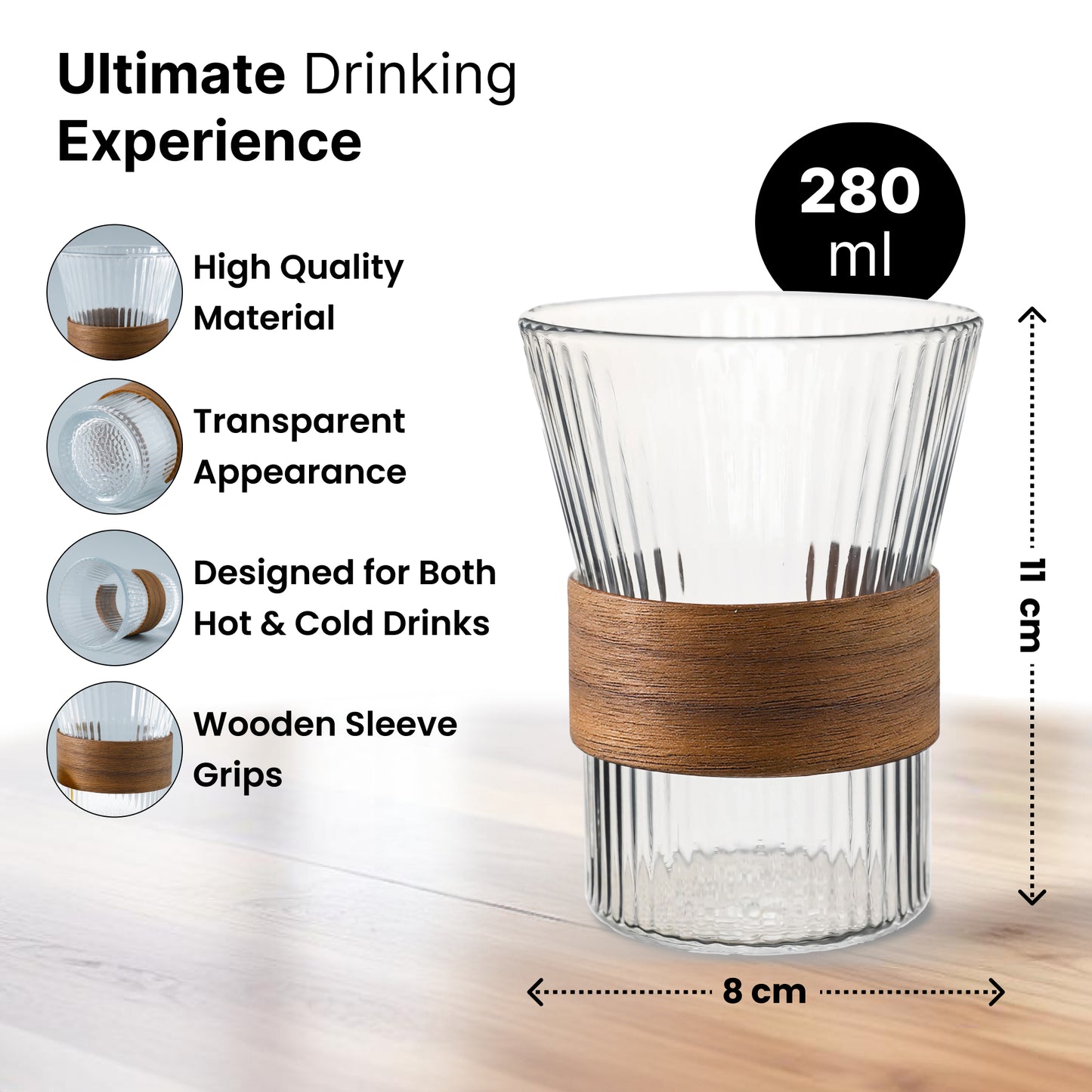 The Better Home UMAI Glass Coffee Cups - Stylish Kitchenware
