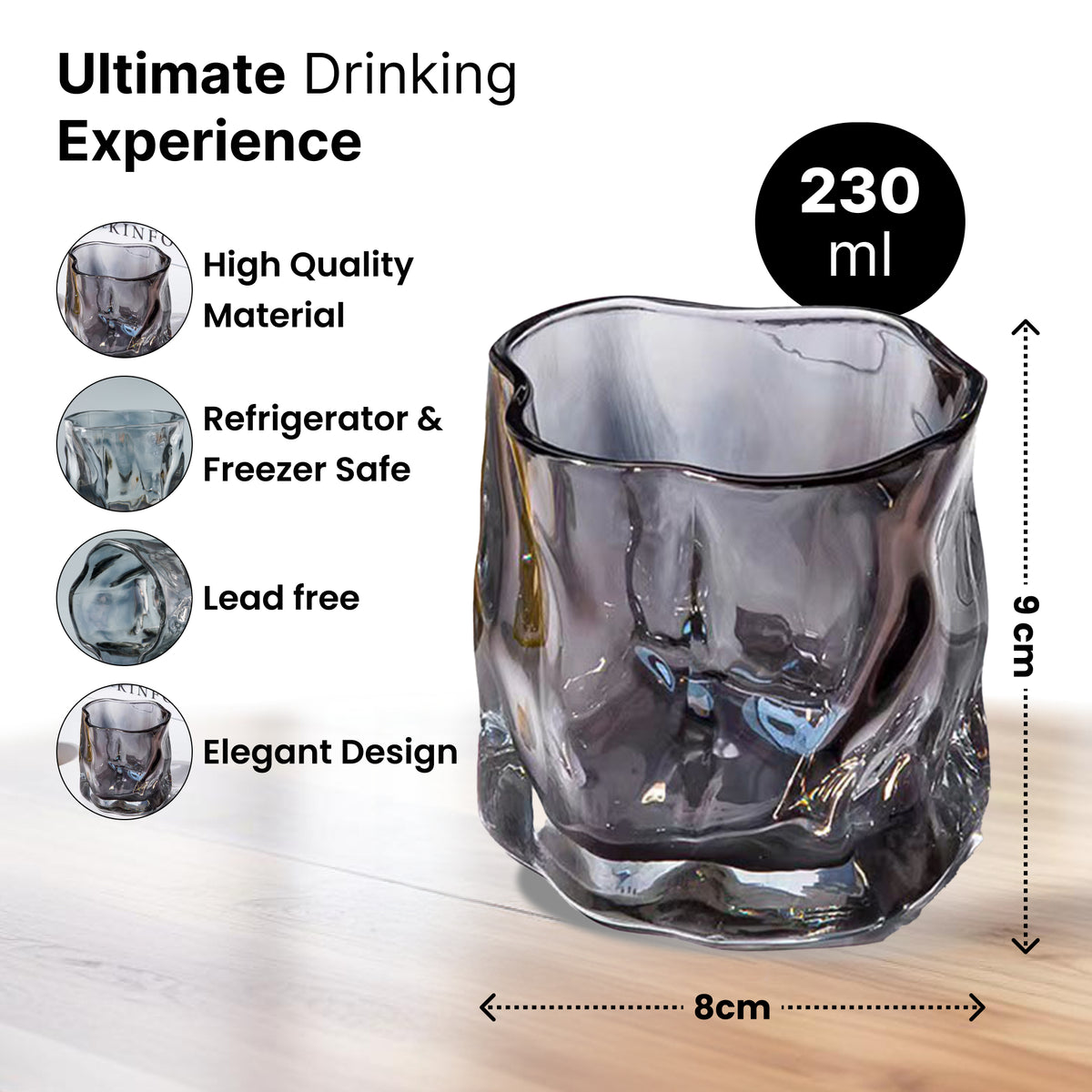 The Better Home Umai Whiskey Glasses - Dishwasher Safe Design